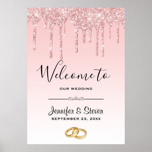 Poster Mariage moderne Rose Parties scintillant Drives W (Devant)