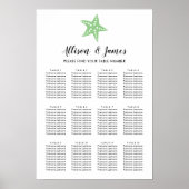 Poster Mariage moderne Starfish Signal, Vert (Devant)