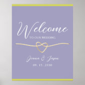 Poster Mariage Moderne Violet Vert de Bienvenue (Devant)