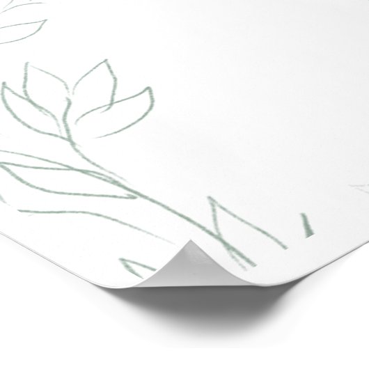 Poster Mariage Monogramme Élégant Sage Feuille (Coin)