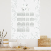 Poster Mariage Monogramme Élégant Sage Feuille (Cuisine)
