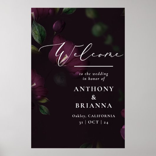 Poster mariage Moody Purple Bloom Grunge 24x36" Accueil (Devant)