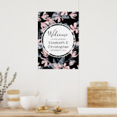 Poster Mariage Motif rose et gris Floral (Cuisine)