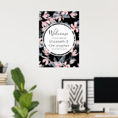 Poster Mariage Motif rose et gris Floral (Bureau à domicile)