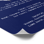 Poster Mariage nautique bleu et blanc Signature Cocktail (Coin)