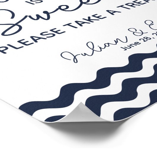 Poster Mariage nautique de table douce signe bleu marine (Coin)