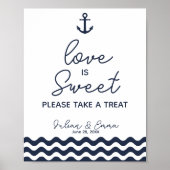 Poster Mariage nautique de table douce signe bleu marine (Devant)