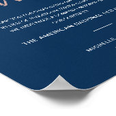 Poster Mariage Navy & Or Rose Panneau En Remplacement Des (Coin)