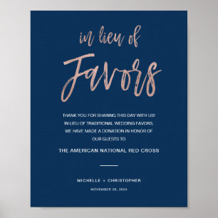 Poster Mariage Navy & Or Rose Panneau En Remplacement Des