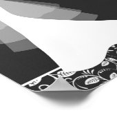 Poster Mariage noir blanc gobe, damask Menu (Coin)