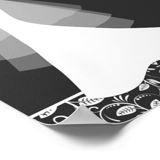 Poster Mariage noir blanc gobe, damask Menu (Coin)