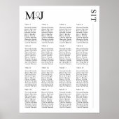 Poster Mariage noir blanc minimal carte de siège MADDY (Devant)