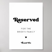 Poster Mariage noir & blanc rétro élégant Signal réservé (Devant)