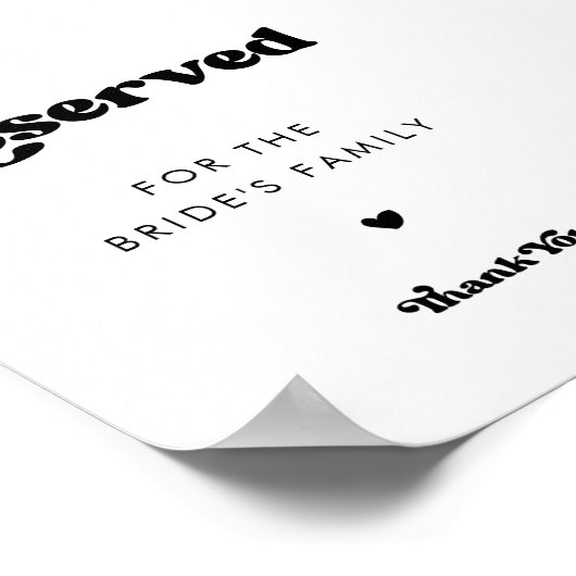 Poster Mariage noir & blanc rétro élégant Signal réservé (Coin)