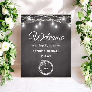Poster Mariage noir blanc - voyants de chaîne de bienvenu