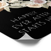 Poster Mariage noir botanique rose pâle (Coin)