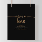 Poster Mariage noir classique Open Bar Sign