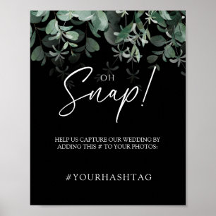 Poster Mariage Noir de Verdure Moderne Oh Snap