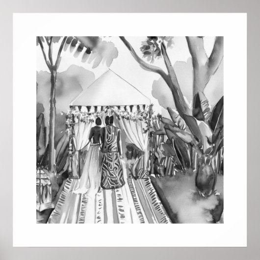 Poster Mariage noir et blanc (Devant)