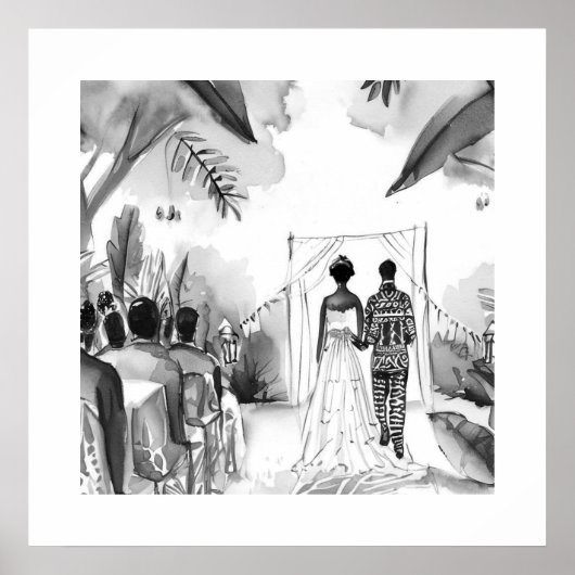 Poster Mariage noir et blanc (Devant)
