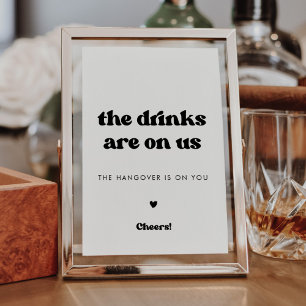 Poster Mariage noir et blanc rétro élégant panneau à barr