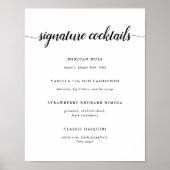 Poster Mariage noir et blanc Signature Cocktail Menu Sign (Devant)