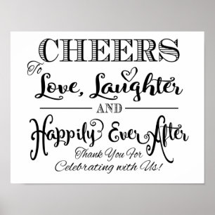Poster Mariage noir et blanc signe Happy Everafter print