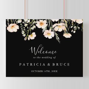 Poster Mariage noir Fleur sauvage Blush classique Bienven