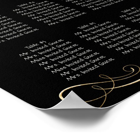 Poster Mariage noir simple Elegant Gold Swirl (Coin)