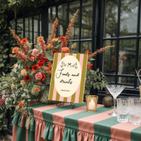 Mariage « Nourriture et Boissons » rayé vert rose