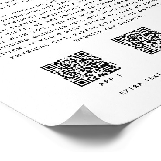 Poster Mariage numérique 3 QR Code Honeymoon Fund (Coin)