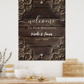 Poster Mariage occidental rustique vintage en bois sombre (Cuisine)