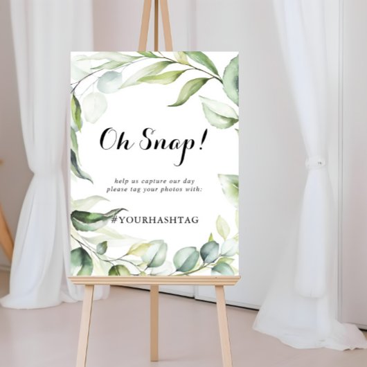 Poster Mariage Oh Snap Aquarelle Eucalyptus Vert