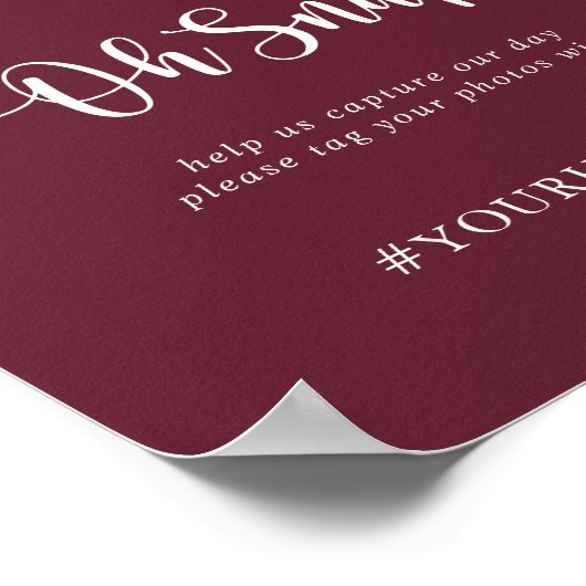 Poster Mariage Oh Snap Rustic String Lumières Bourgogne (Coin)