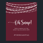 Poster Mariage Oh Snap Rustic String Lumières Bourgogne<br><div class="desc">Ce mariage oh snap rustique lampes à cordes bordeaux est parfait pour une douche simple mariage ou nuptiale. Le design est orné de superbes lampes à cordes peintes à la main dans un arrière - plan bordeaux. Personnalisez le panneau avec votre hashtag mariage.</div>