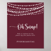 Poster Mariage Oh Snap Rustic String Lumières Bourgogne (Devant)