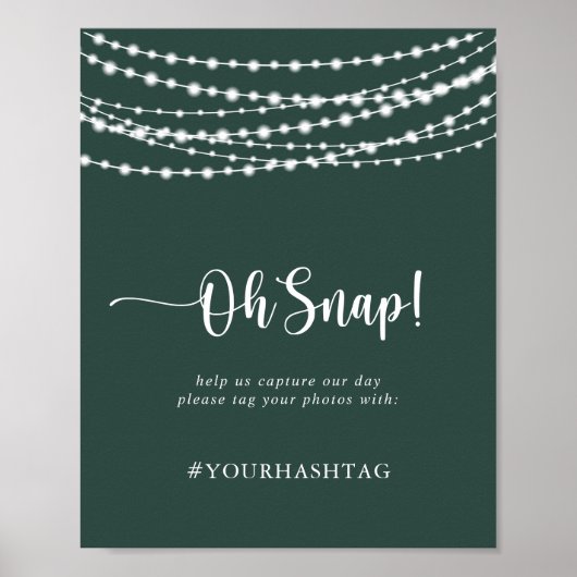 Poster Mariage Oh Snap Rustique Éclairage à cordes Vert (Devant)