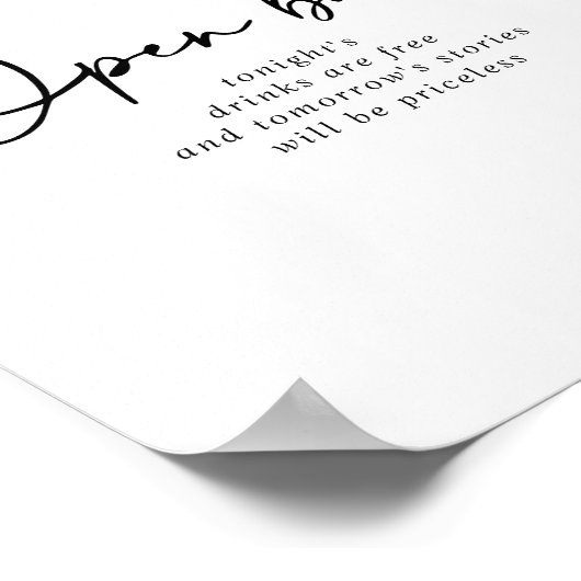 Poster Mariage Open Bar Modern Élégant Signal (Coin)