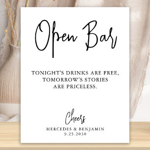 Poster Mariage Open Bar Moderne Calligraphie Personnalisé