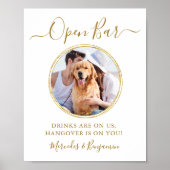 Poster Mariage Open Bar Personnalisé Gold Pet Dog Boisson (Devant)