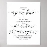 Mariage Open Bar, signe shenanigans ivres