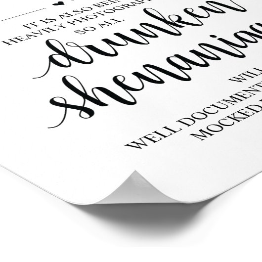 Poster Mariage Open Bar, signe shenanigans ivres (Coin)