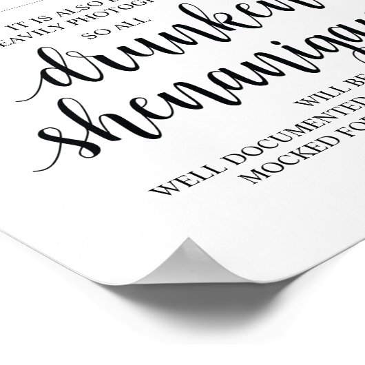 Poster Mariage Open Bar, signe shenanigans ivres (Coin)
