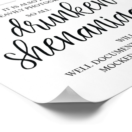 Poster Mariage Open Bar, signe shenanigans ivres (Coin)