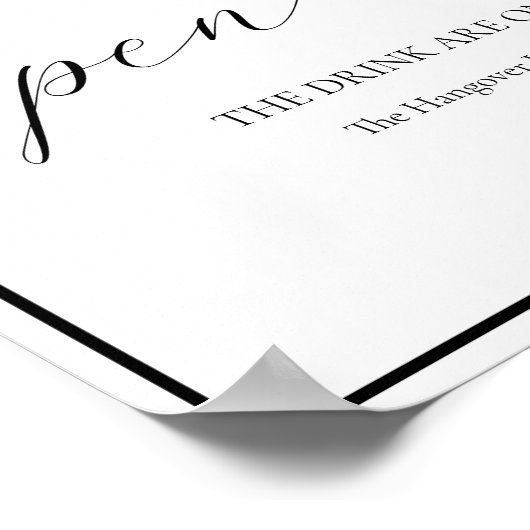 Poster Mariage Open Bar Signer Élégante Calligraphie mode (Coin)