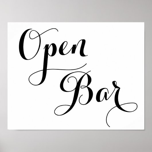 Poster Mariage Open Bar Signer Noir Et Blanc (Devant)