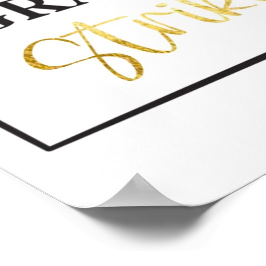 Poster Mariage Or Blanc Booth Photo Pose Frappez (Coin)