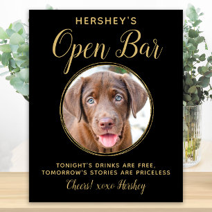 Poster Mariage Or Noir Bar Ouvert Photo de Chien Personna