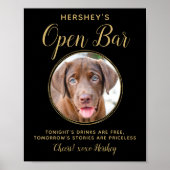 Poster Mariage Or Noir Bar Ouvert Photo de Chien Personna (Devant)