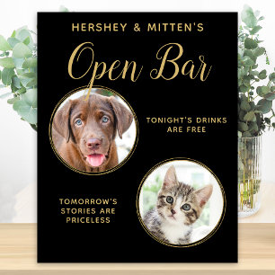 Poster Mariage Or Noir Chien de Compagnie Bar Ouvert Pers